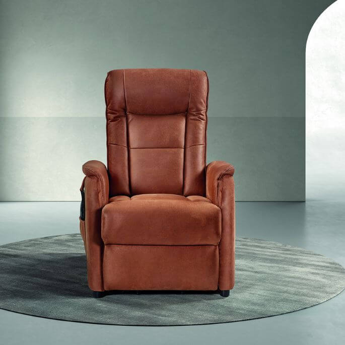 Fauteuil de relaxation électrique 2 moteurs avec releveur en tissu camel Linus